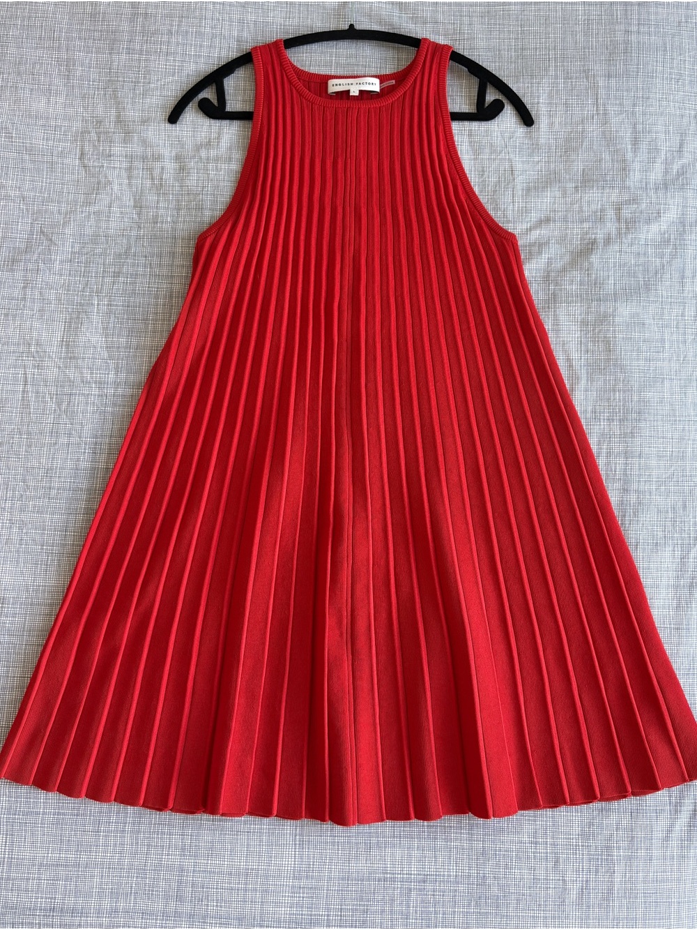 English Factory Women’s Knit Red Pleated Tank Dress